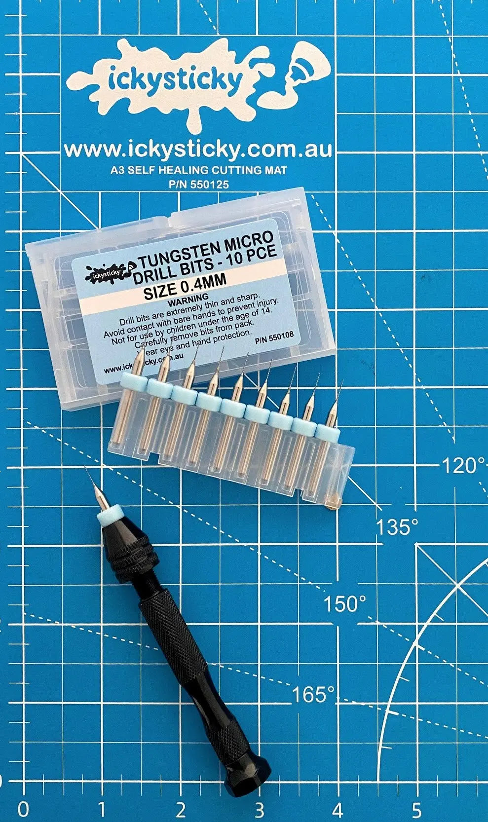 Ickysticky 10 Pce Tungsten Micro Drill Bits 0.4mm IckySticky