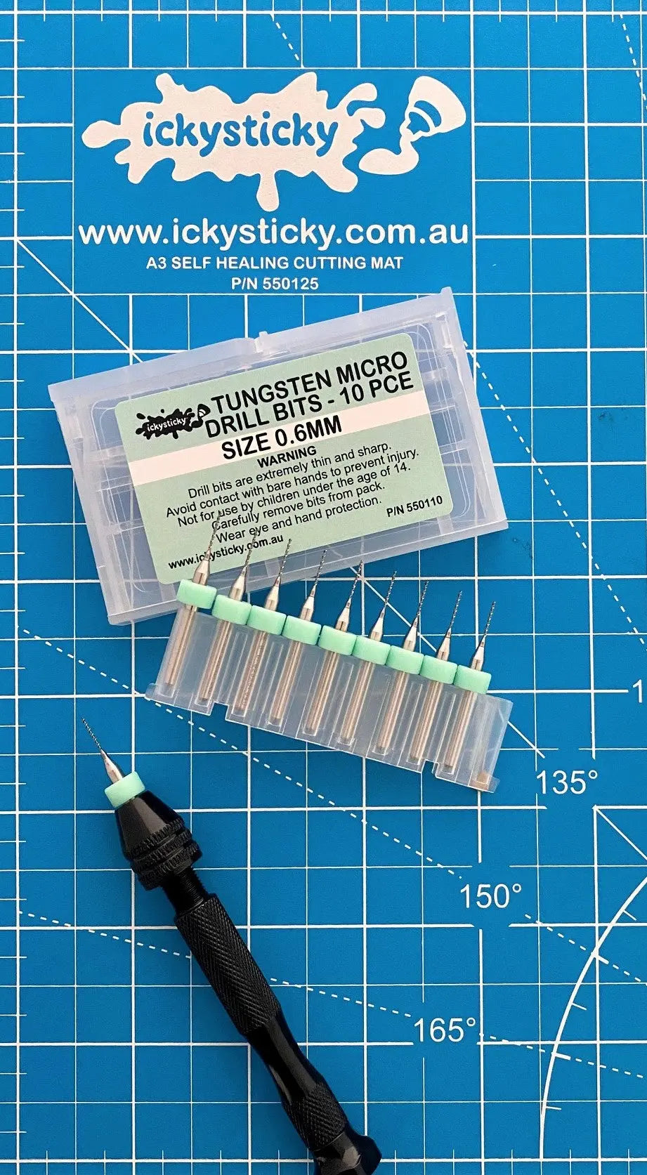 Ickysticky 10 Pce Tungsten Micro Drill Bits 0.6mm IckySticky