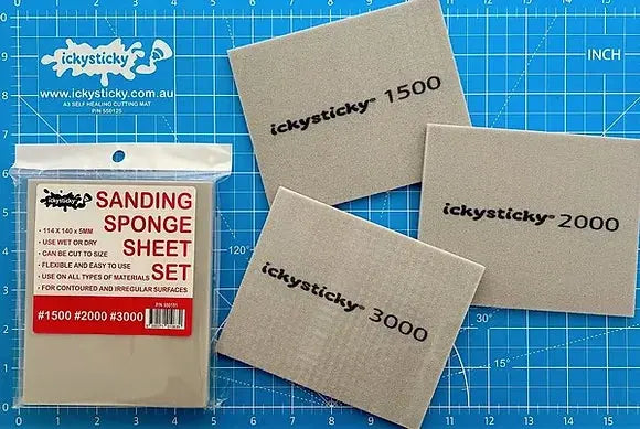 Ickysticky Sanding Sponge Sheet Set #1500, #2000, #3000 IckySticky