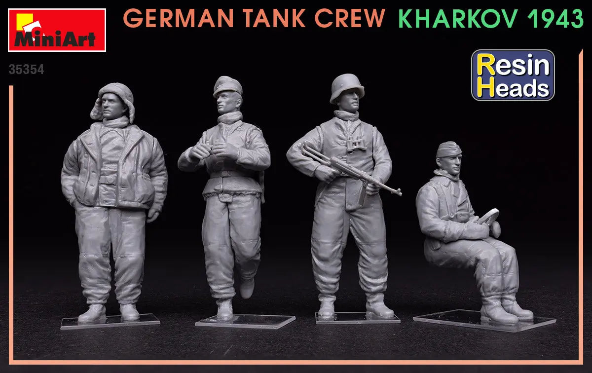Miniart 1:35 German Tank Crew Kharkov 1943 w/Resin Heads Figure Set MiniArt