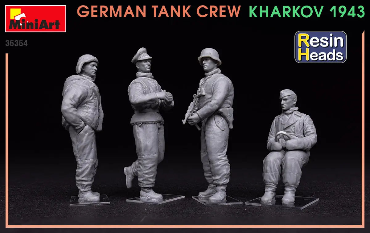 Miniart 1:35 German Tank Crew Kharkov 1943 w/Resin Heads Figure Set MiniArt
