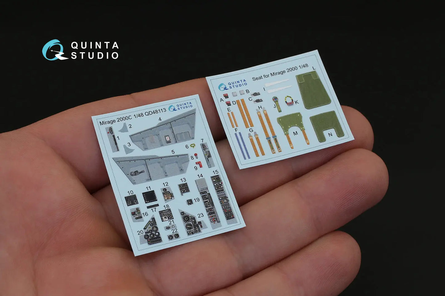 Quinta studio 1:48 Mirage 2000C 3D-Printed & coloured Interior on decal paper (for Kinetic kit) Quinta Studios