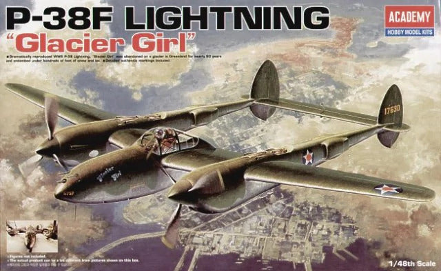 Academy 1/48 P-38F Lighting Glacier Girl Lockheed Plastic Model Kit Academy