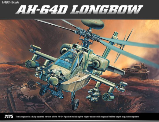 Academy 1/48 AH-64D Longbow Apache Plastic Model Kit