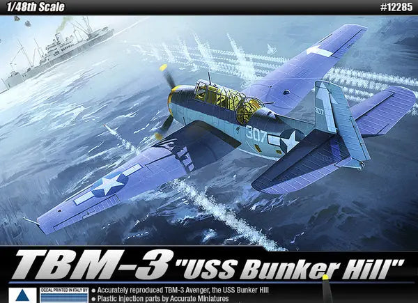 Academy 1/48 TBM-3 "USS Bunker Hill" Avenger Plastic Model Kit Academy