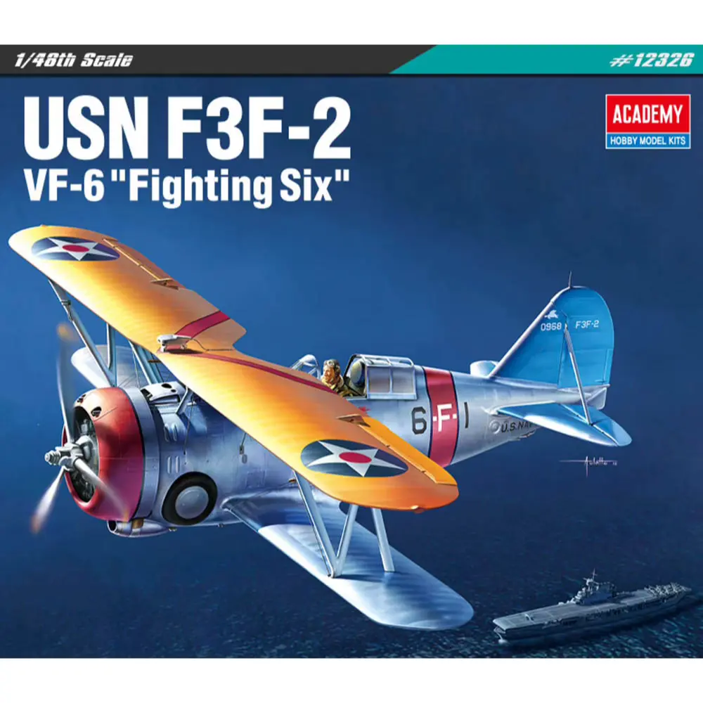 Academy 1/48 USN F3F-2 VF-6 "Fighting Six" Plastic Model Kit Academy