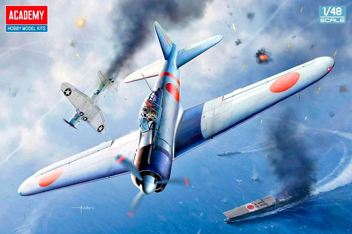 Academy 1/48 A6M2b Zero Fighter Model 21 "Battle of Midway" Plastic Model Kit Academy