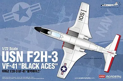 Academy 1/72 USN F2H-3 VF-41 "Black Aces" Banshee Plastic Model Kit Academy
