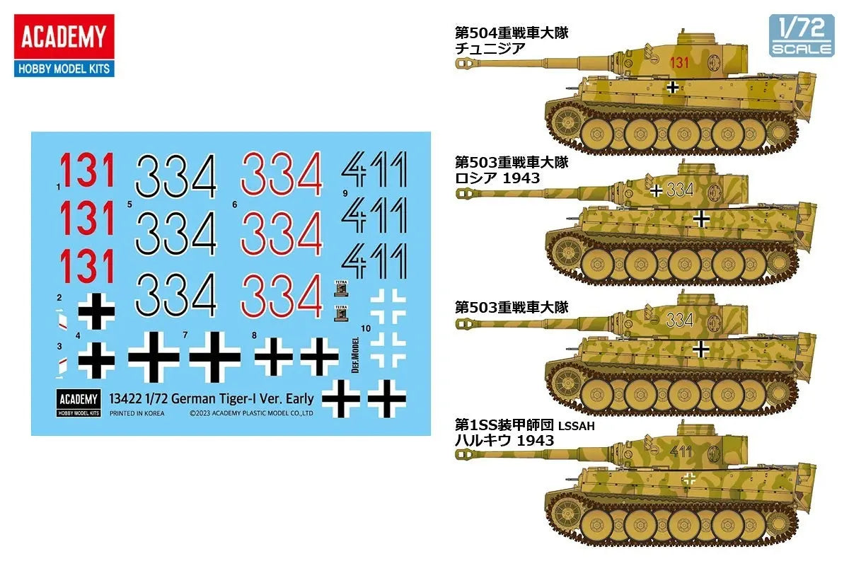 Academy 1/72 German Tiger-Ⅰ Ver. Early Plastic Model Kit Academy