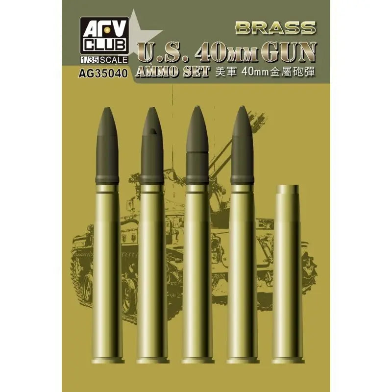 AFV Club 1/35 U.S. 40mm Gun Ammo Set (Brass) Plastic Model Kit AFV Club
