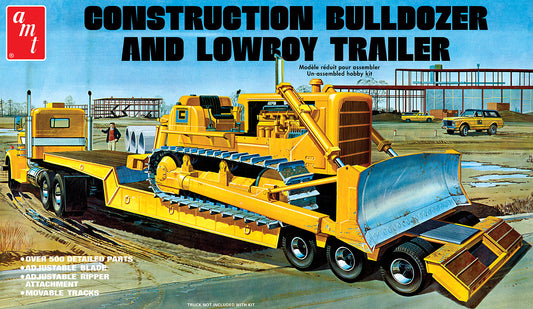 AMT 1:25 Construction Bulldozer and Lowboy Trailer