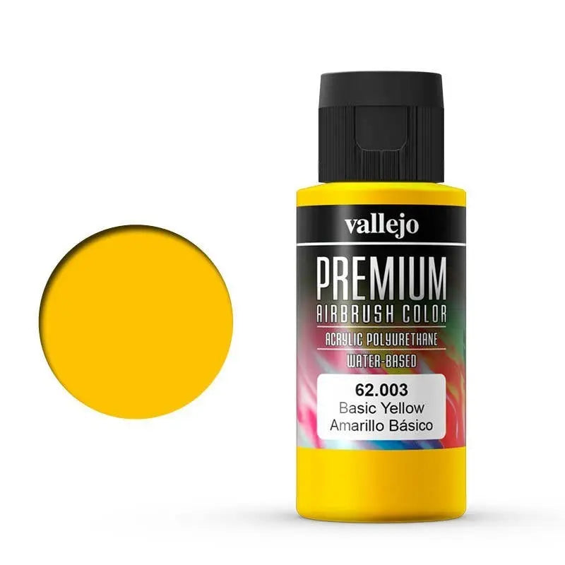 Vallejo Premium Colour Basic Yellow 60 ml Acrylic Airbrush Paint Vallejo