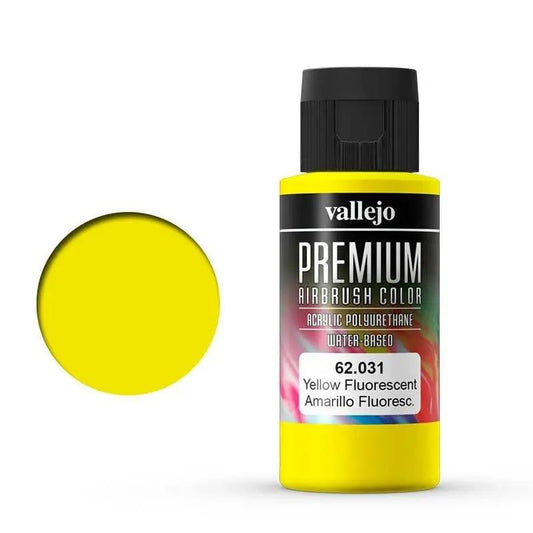 Vallejo Premium Colour Fluorescent Yellow 60 ml Acrylic Airbrush Paint Vallejo