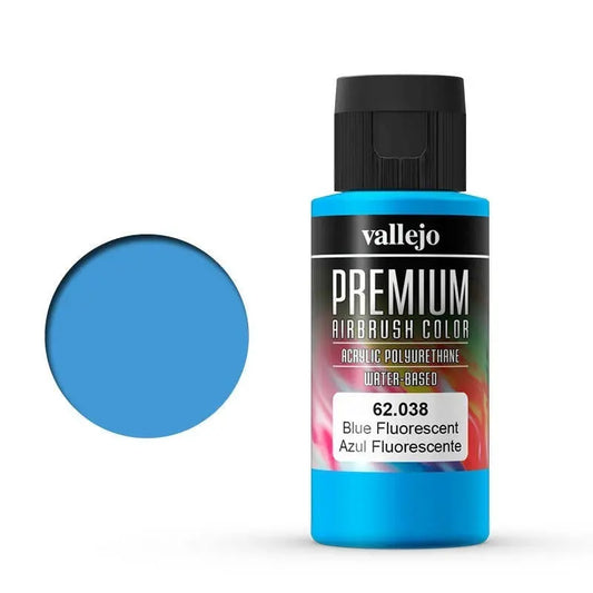 Vallejo Premium Colour Fluorescent Blue 60 ml Acrylic Airbrush Paint Vallejo