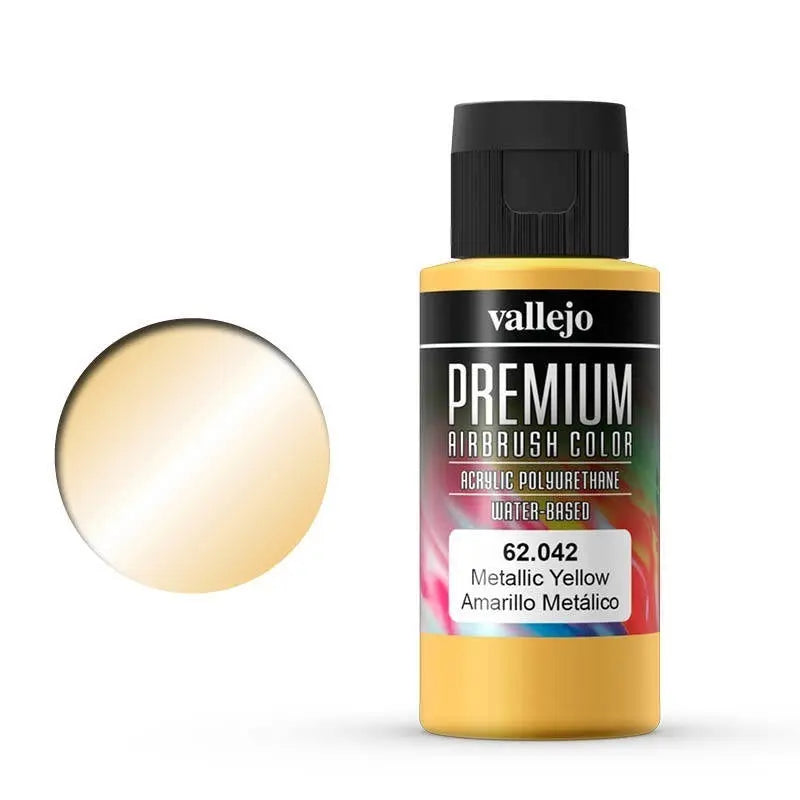 Vallejo Premium Colour Metallic Yellow 60 ml Acrylic Airbrush Paint Vallejo