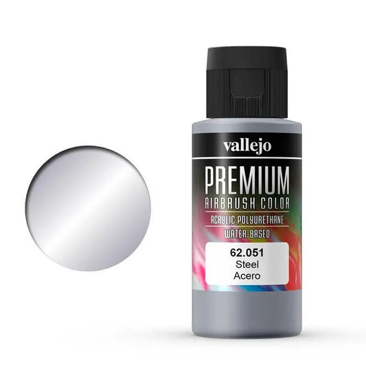 Vallejo Premium Colour Steel 60 ml Acrylic Airbrush Paint Vallejo