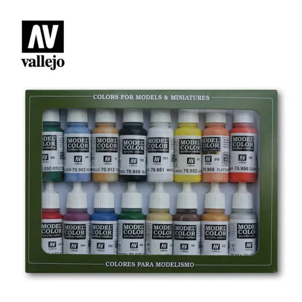 Vallejo Model Colour Basic Colors USA 16 Colour Acrylic Paint Set Vallejo