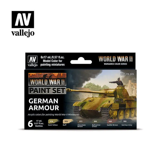 Vallejo Model Colour WWII German Armour Acrylic 6 Colour Paint Set Vallejo
