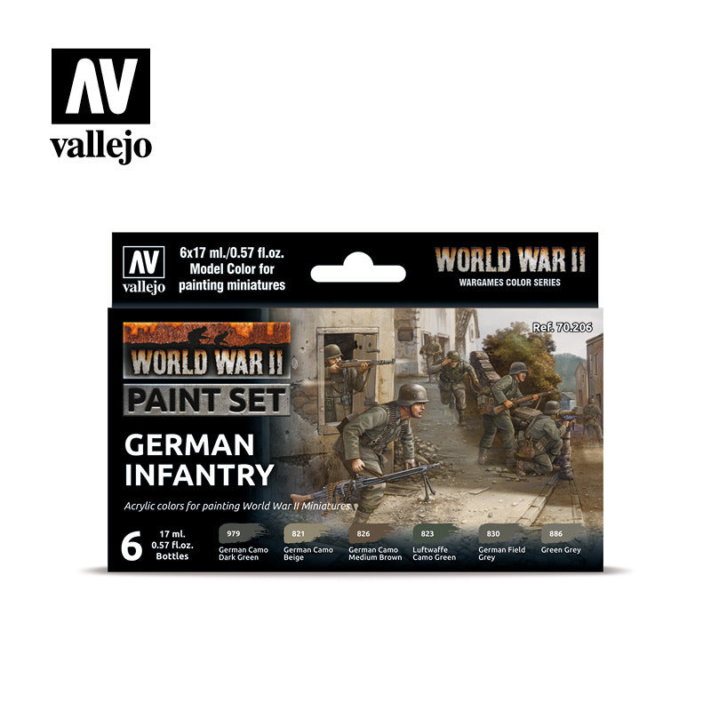 Vallejo Model Colour WWII German Infantry Acrylic 6 Colour Paint Set Vallejo