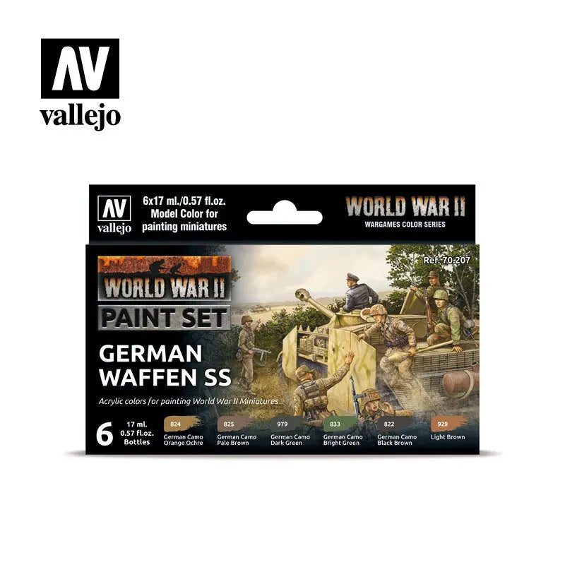 Vallejo Model Colour WWII German Waffen SS Acrylic 6 Colour Paint Set Vallejo