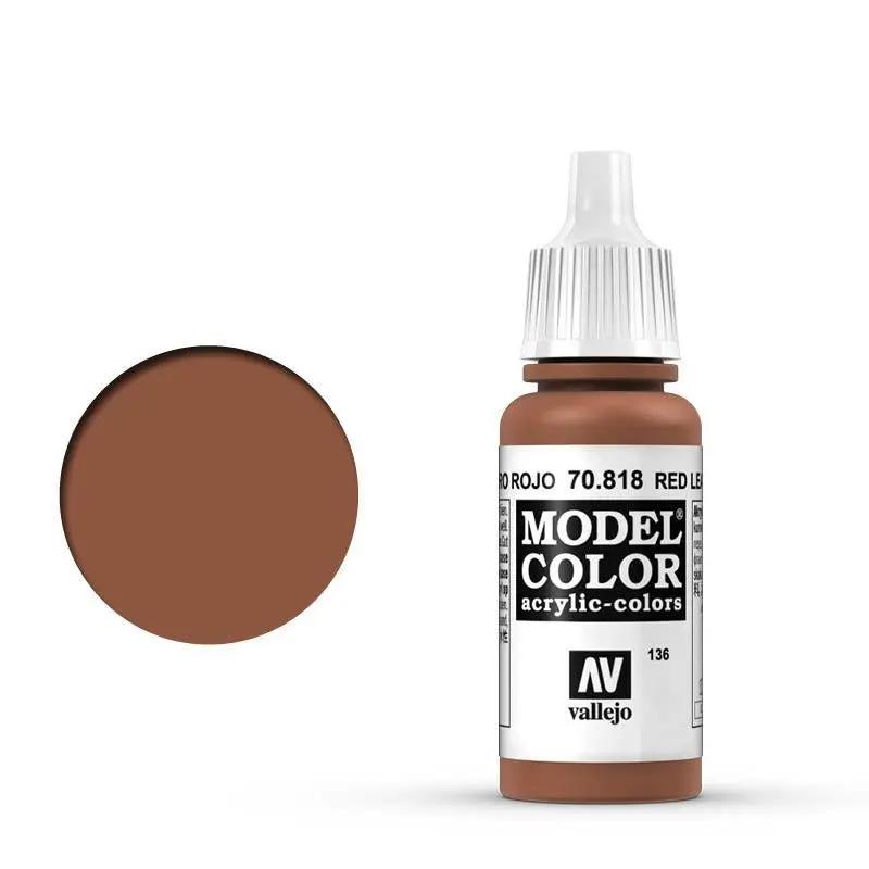 Vallejo Model Colour #136 Red Leather 17 ml Acrylic Paint Vallejo
