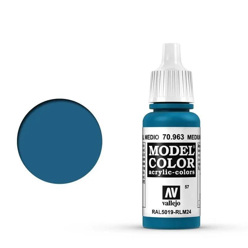 Vallejo Model Colour #057 Medium Blue 17 ml Acrylic Paint Vallejo