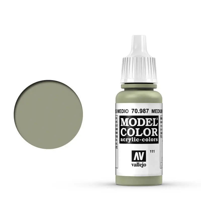 Vallejo Model Colour #111 Medium Grey 17 ml Acrylic Paint Vallejo