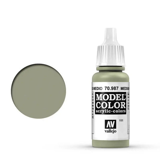 Vallejo Model Colour #111 Medium Grey 17 ml Acrylic Paint Vallejo