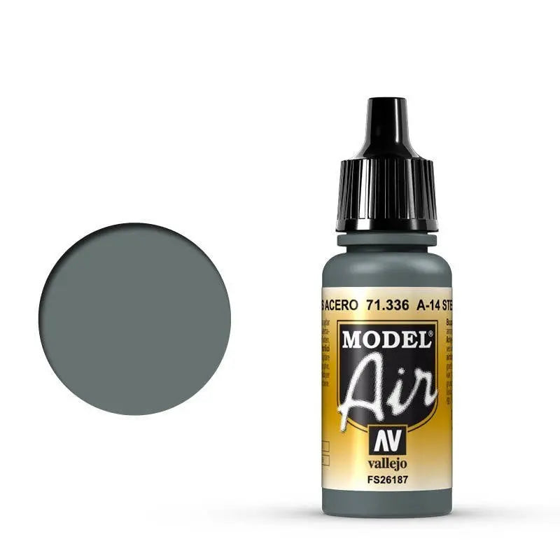 Vallejo Model Air A-14 Steel Grey 17ml Acrylic Airbrush Paint Vallejo