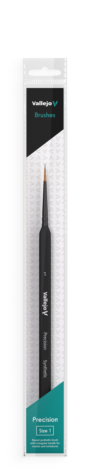Vallejo Hobby Brushes: Precision Round Synthetic Brush, Triangular Handle No. 1 Vallejo