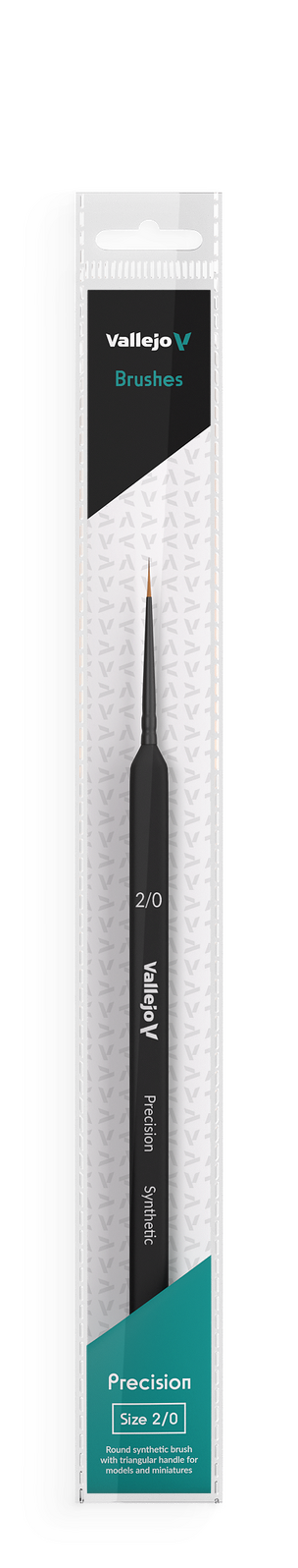 Vallejo Hobby Brushes: Precision Round Synthetic Brush, Triangular Handle No. 2/0 Vallejo