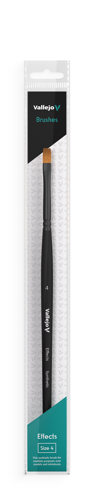 Vallejo Hobby Brushes: Effects Flat Rectangular Synthetic Brush No. 4 Vallejo