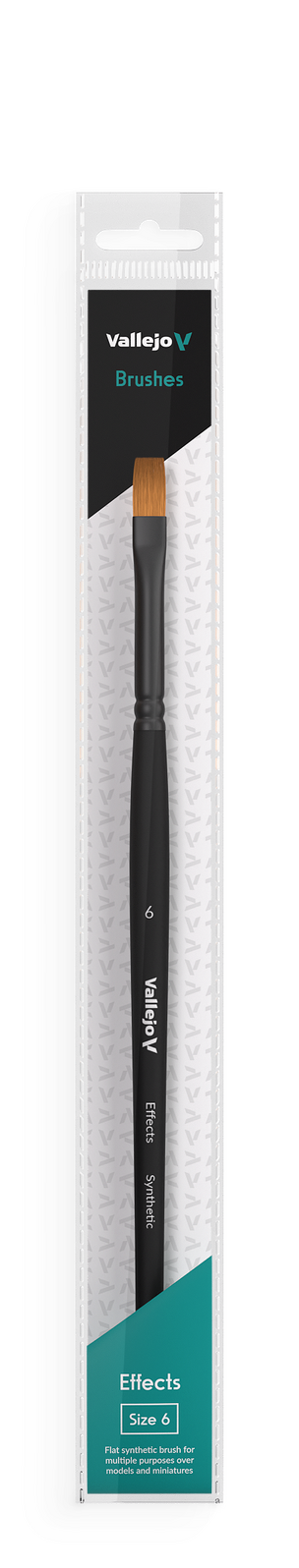 Vallejo Hobby Brushes: Effects Flat Rectangular Synthetic Brush No. 6 Vallejo