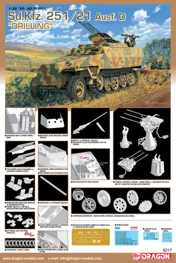 Dragon 1/35 Sd.Kfz.251/21 Ausf.D Drilling Plastic Model Kit Dragon