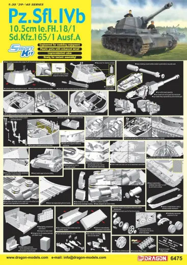 Dragon 1/35 PZ.SFL.IVB 10.5CM LE.FH18/1, SD.KFZ.165/1 AUSF.A Dragon