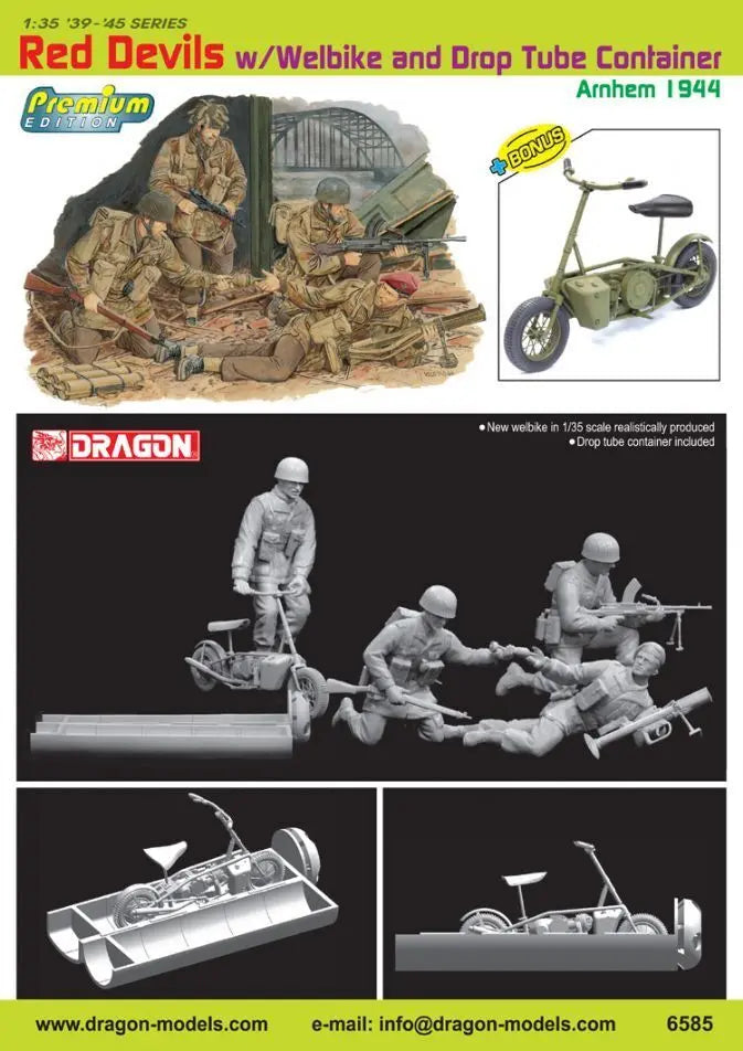 Dragon 1/35 Red Devils w/Welbike (Premium) Plastic Model Kit Dragon