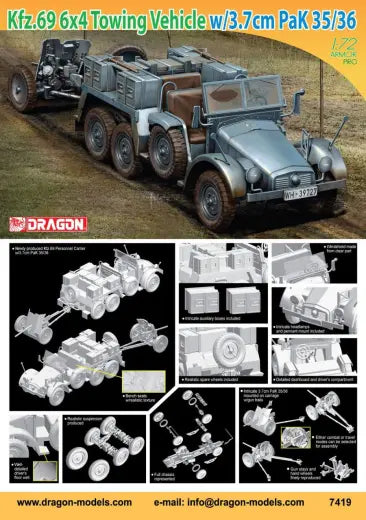 Dragon 1/72 Kfz.69 6x4 TOWING VEHICLE & 3.7cm PaK 35/36 Dragon