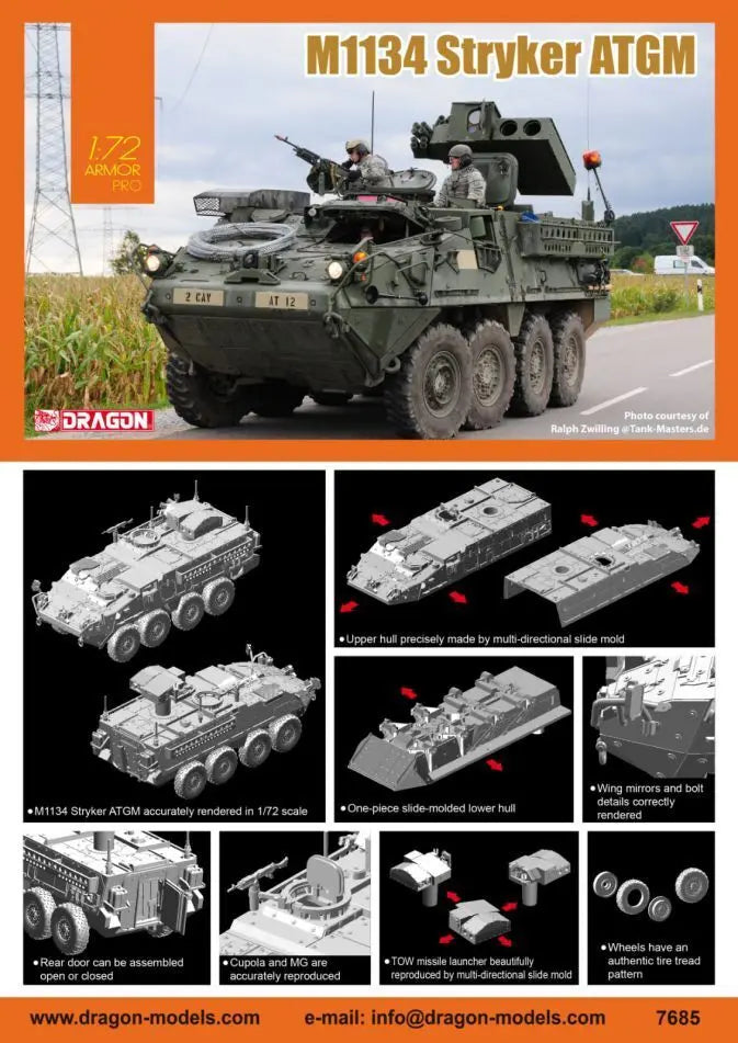Dragon 1/72 M1134 Stryker ATGM Plastic Model Kit Dragon