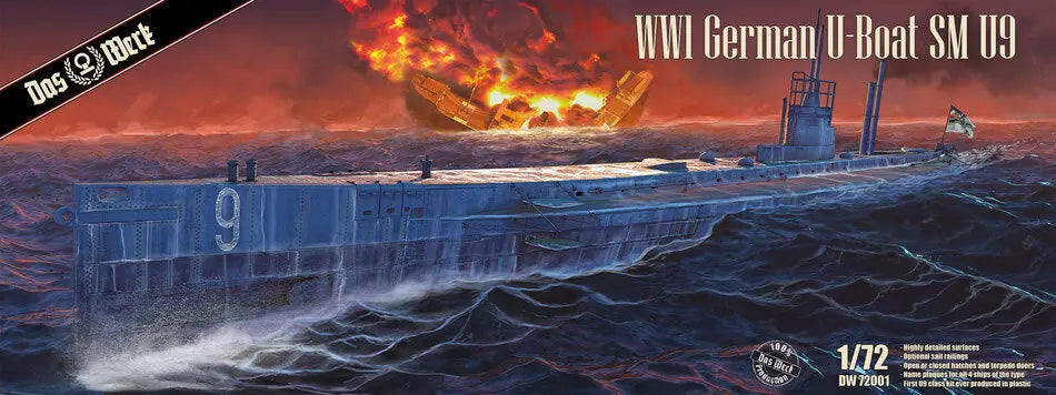 Das Werk 1/72 German U-Boat SM U-9 Plastic Model Kit Das Werk