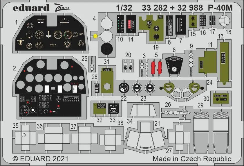 Eduard 1/32 P-40M Photo etched parts Eduard