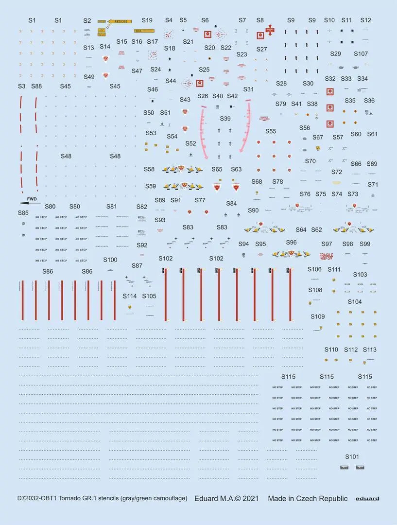 Eduard 1/72 Tornado GR.1 stencils (gray/green camouflage) Decals Eduard