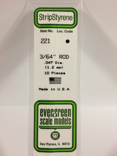 Evergreen White Polystyrene Rod 0.047 x 14" / 1.2mm x 36cm (10) Evergreen