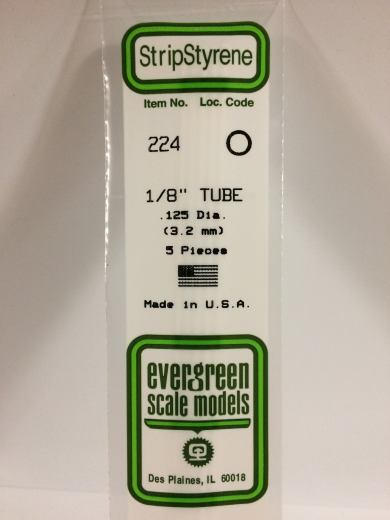 Evergreen White Polystyrene Tube 0.125 x 14" / 3.2mm x 36cm (5) Evergreen