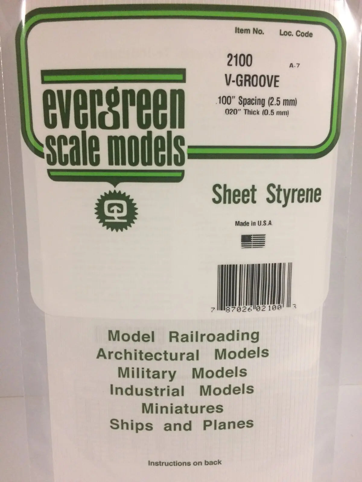 Evergreen White Polystyrene V-Groove Siding Sheet 0.100 x 6 x 12" / 2.5mm x 15cm x 30cm (1) Evergreen