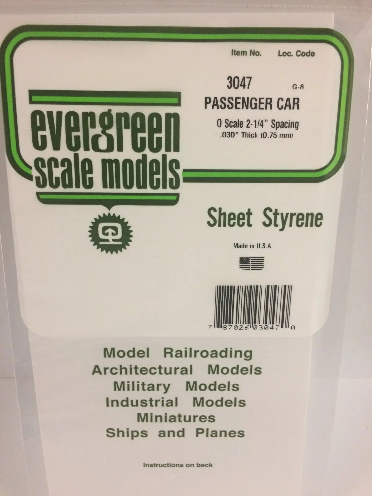 Evergreen White Polystyrene O-Scale Siding 0.020 x 6 x 12" / 0.51mm x 15cm x 30cm (1) Evergreen