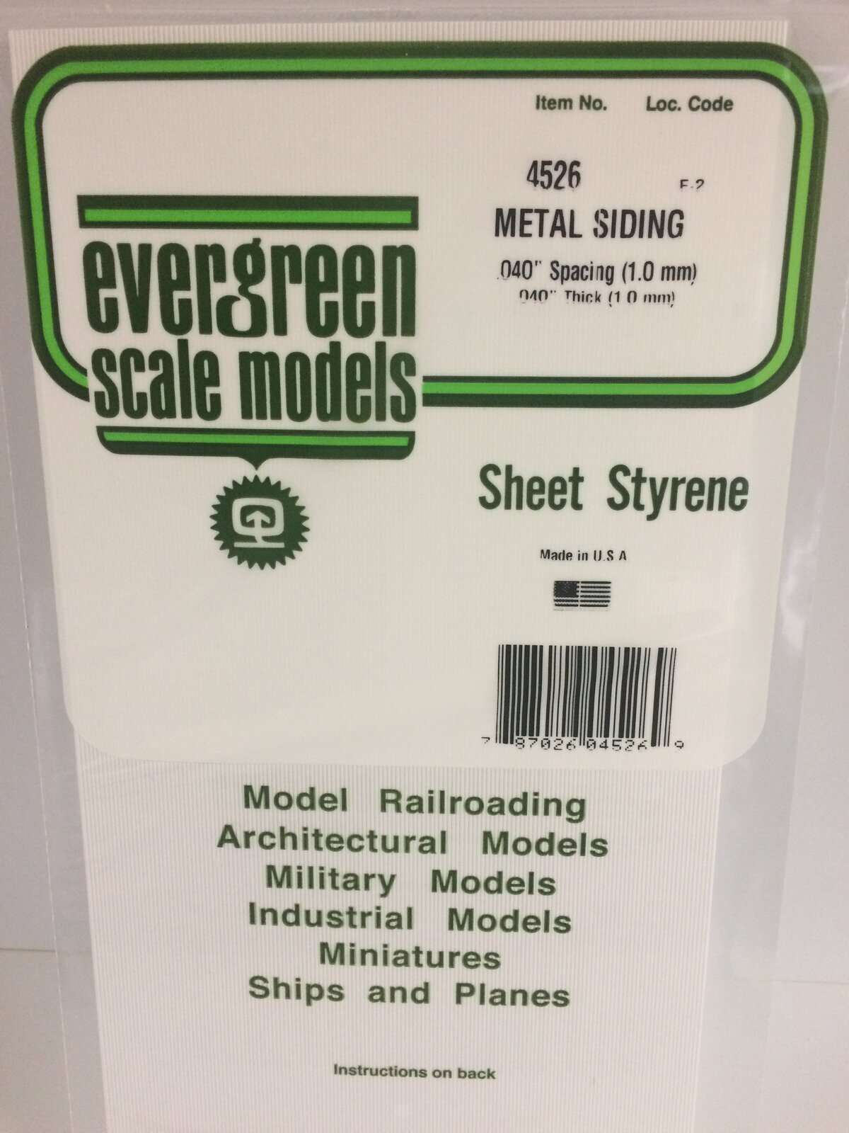 Evergreen White Polystyrene Metal Siding Sheet 0.040 x 6 x 12" / 1mm x 15cm x 30cm (1) Evergreen