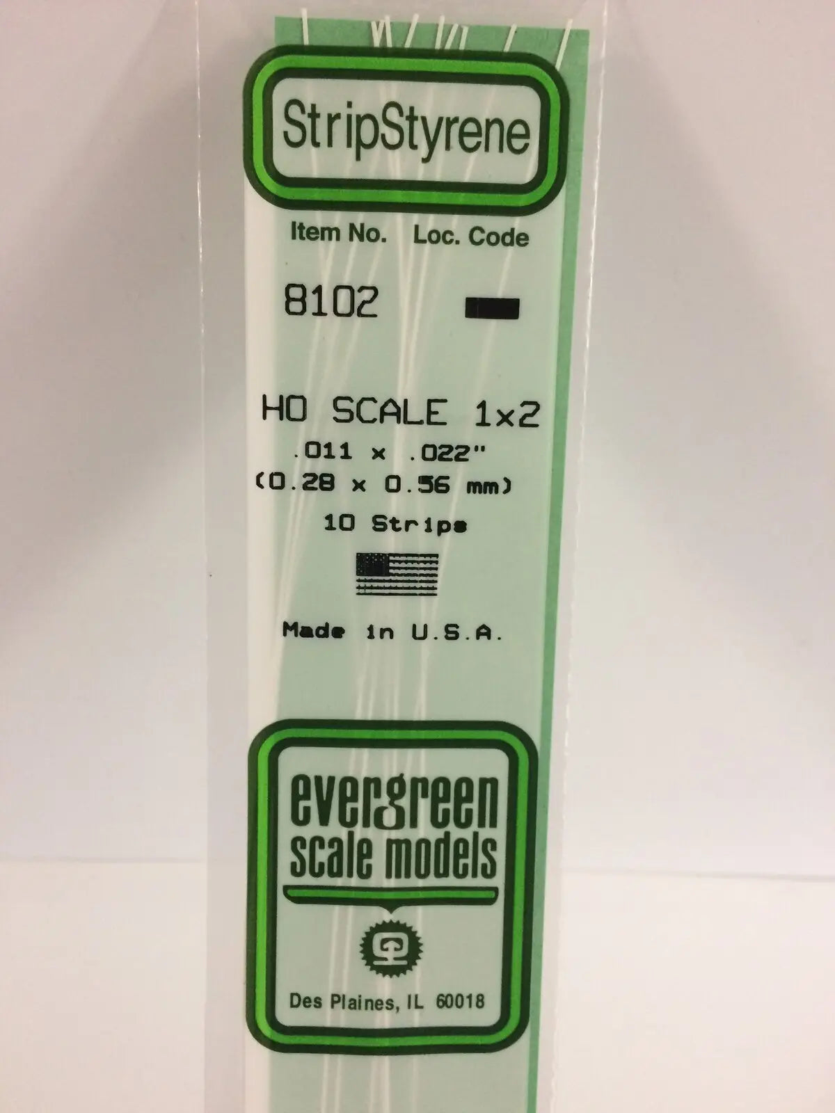 Evergreen White Polystyrene HO Scale Strip 0.011 x 0.023 x 14" (10) Evergreen