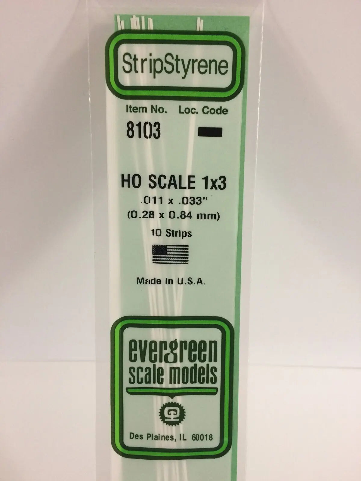 Evergreen White Polystyrene HO Scale Strip 0.011 x 0.034 x 14" (10) Evergreen