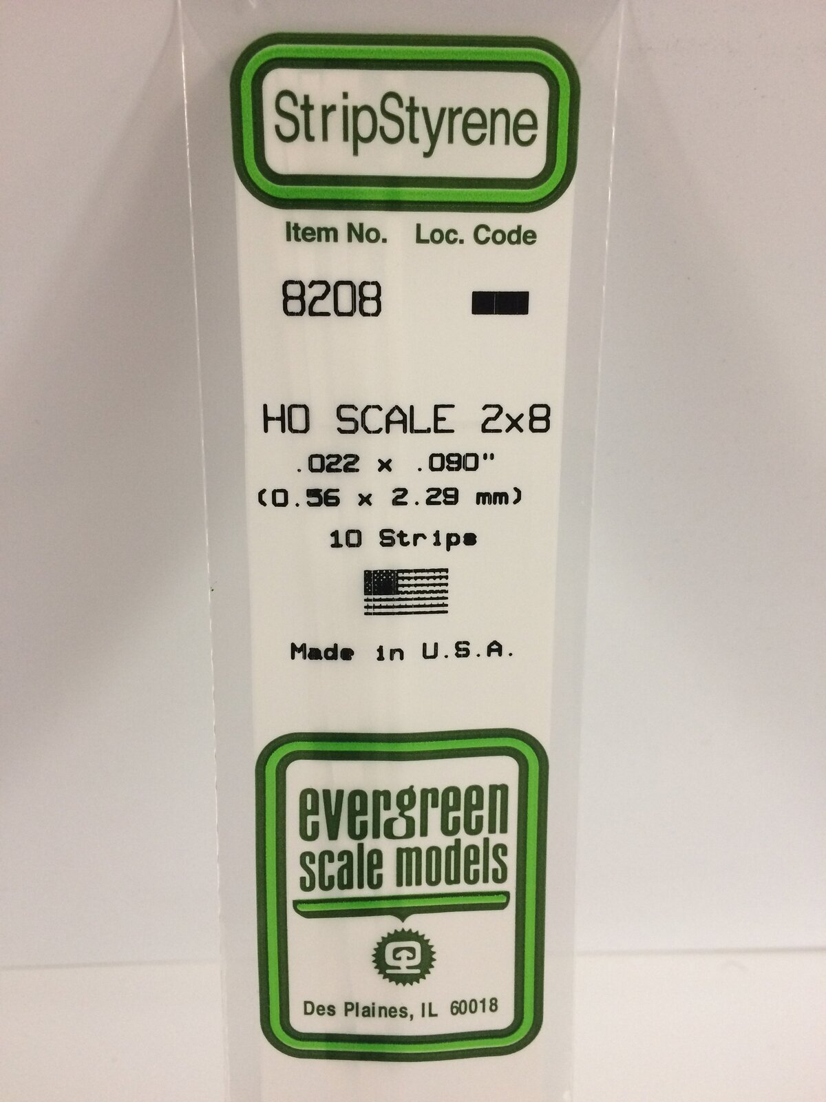 Evergreen White Polystyrene HO Scale Strip 0.023 x 0.092 x 14" (10) Evergreen