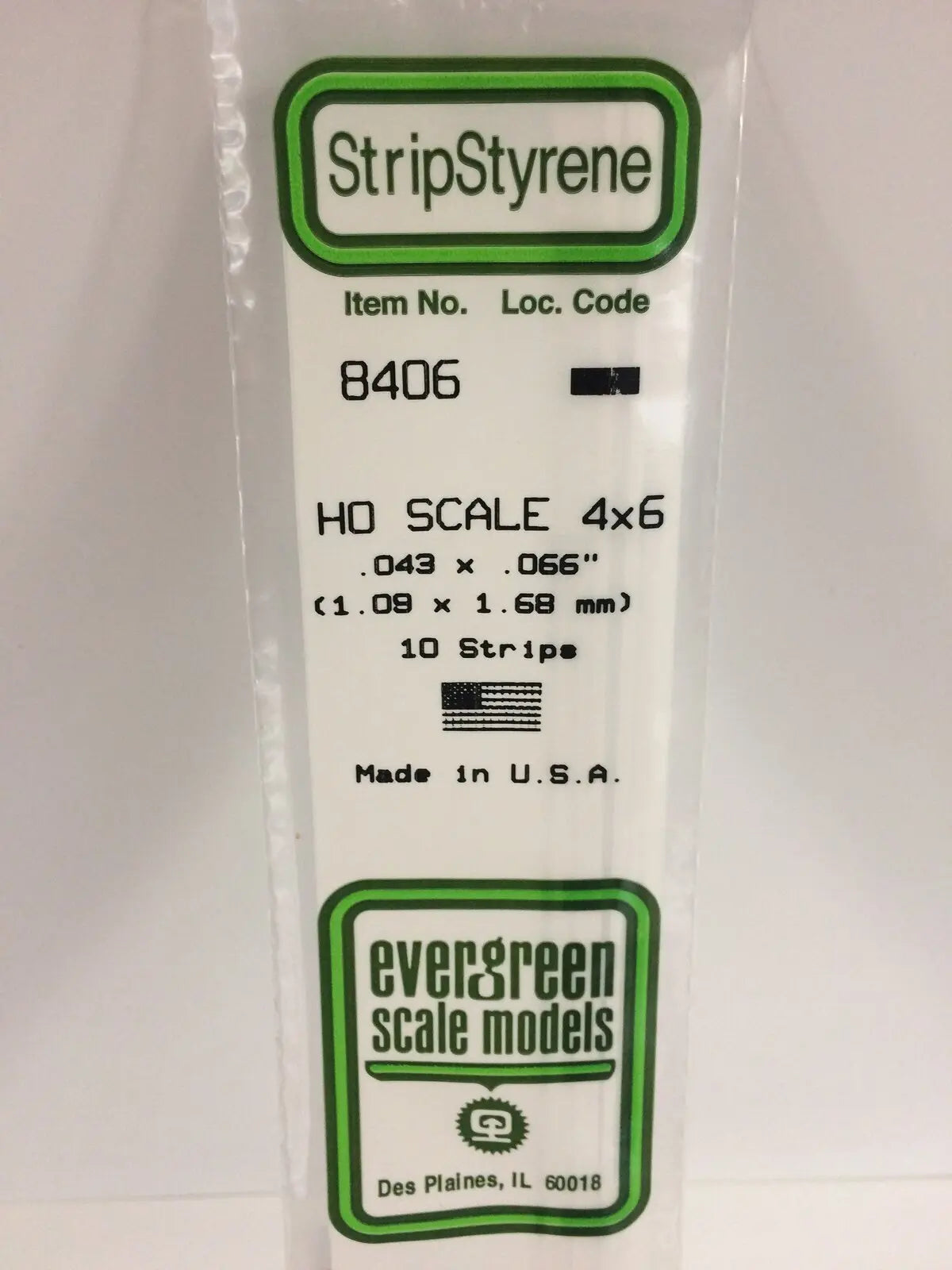 Evergreen White Polystyrene HO Scale Strip 0.046 x 0.069 x 14" (10) Evergreen